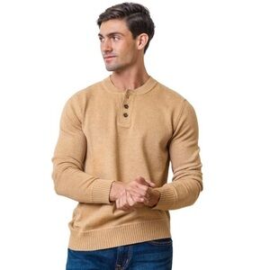Hope & Henry Men's Long Sleeve Pullover Sweater Henley, Mens, Medium